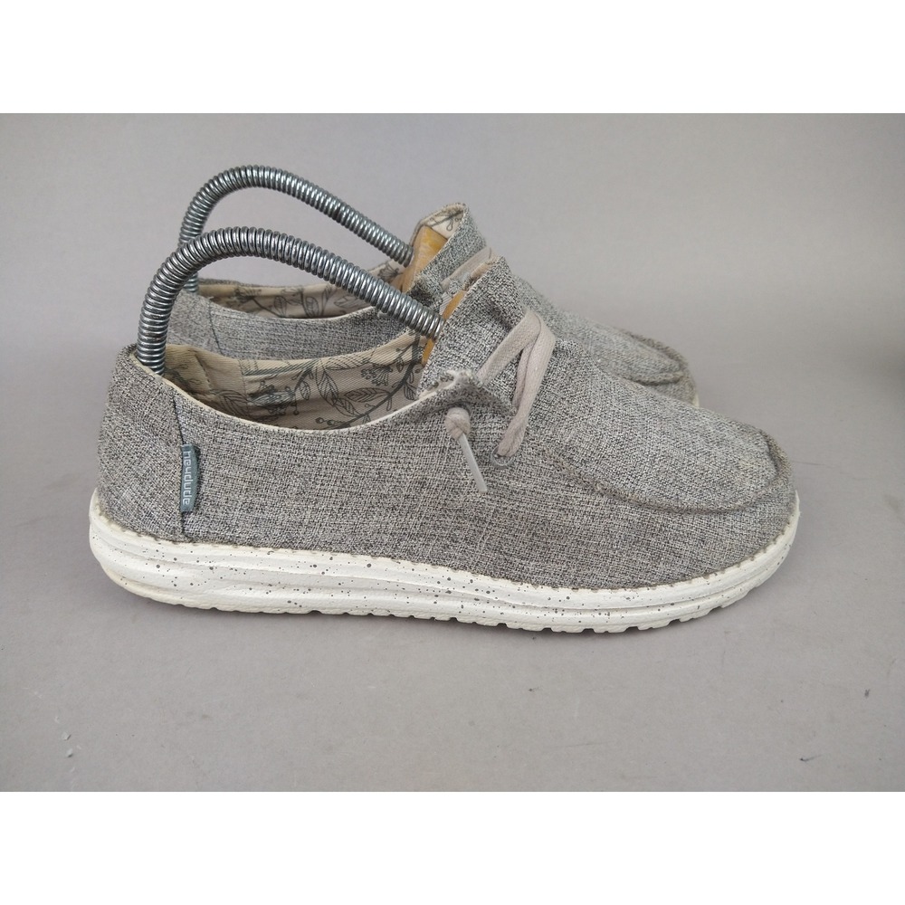 Hey Dude Wendy L Linen Iron Grey Floral Slip On Loafers Womens 8 121533901